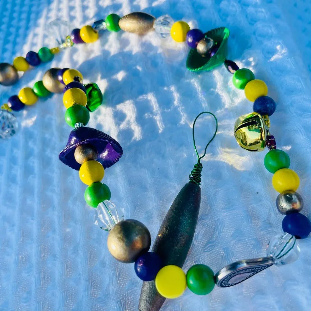 Hand Painted Beaded Mardi Gras Garland #3733